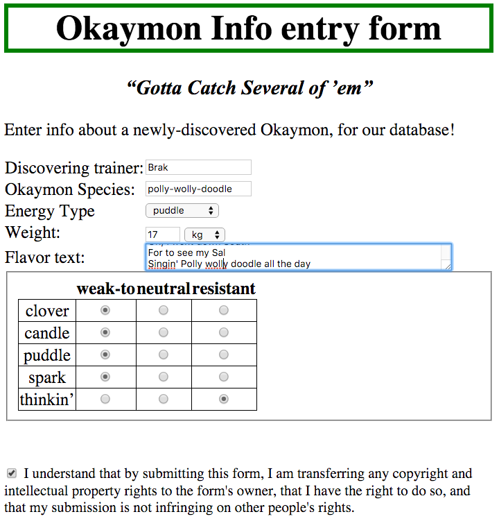 example okaymon-info form screenshot