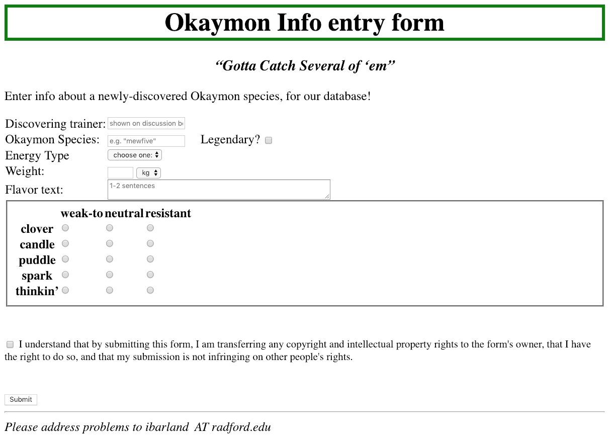 example okaymon-info form screenshot